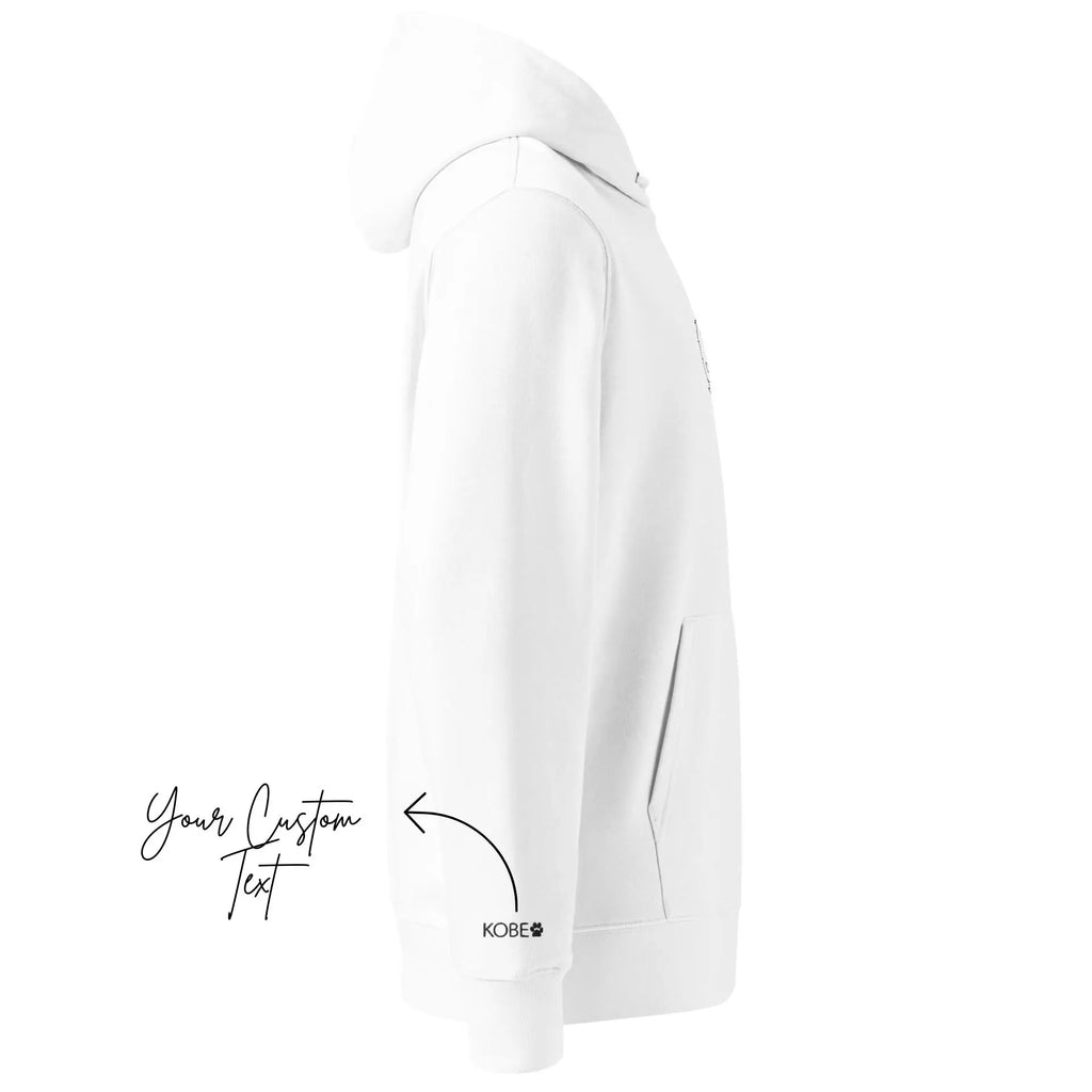 White hoodie with 'Kobe' branding on a white background