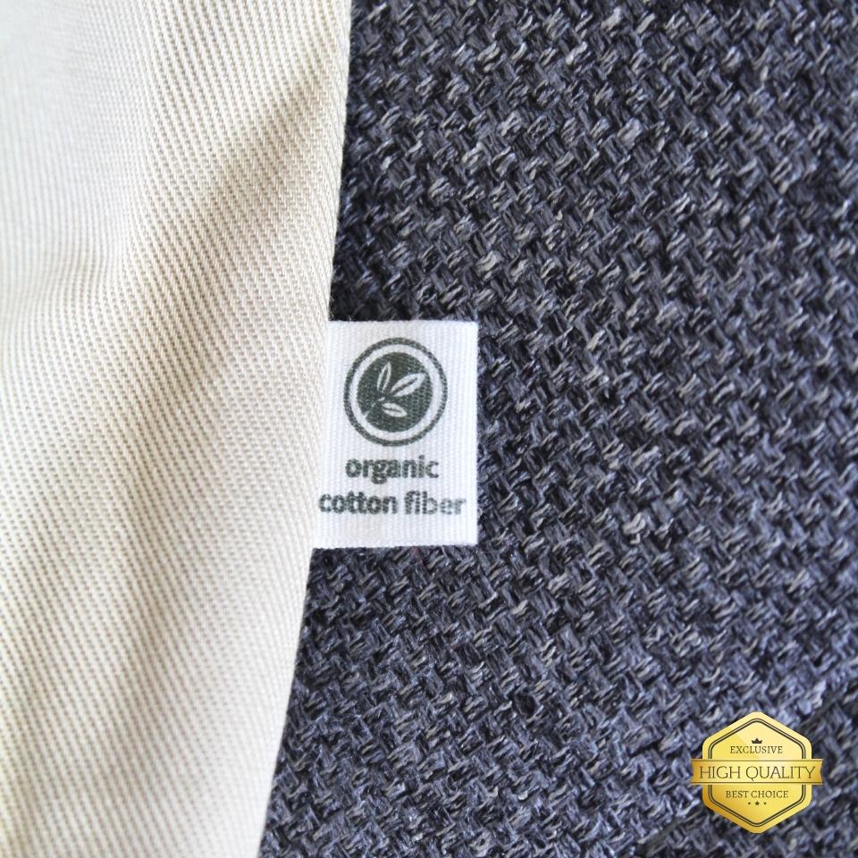 Textile with organic cotton fiber label and high-quality badge